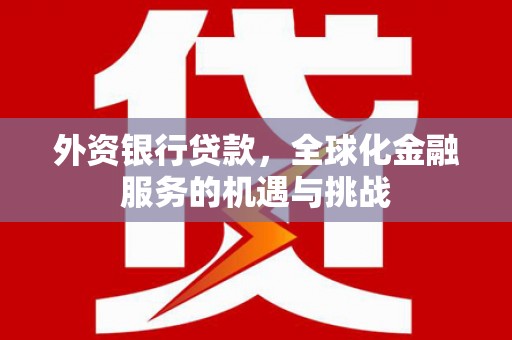 宣恩外资银行贷款，全球化金融服务的机遇与挑战